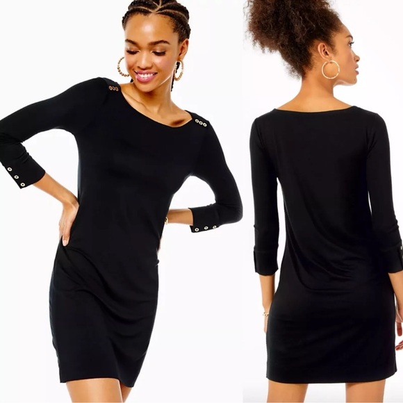NWT Lilly Pulitzer Women's Black Sophie Dress UPF 50+ in ONYX XL - Picture 3 of 6